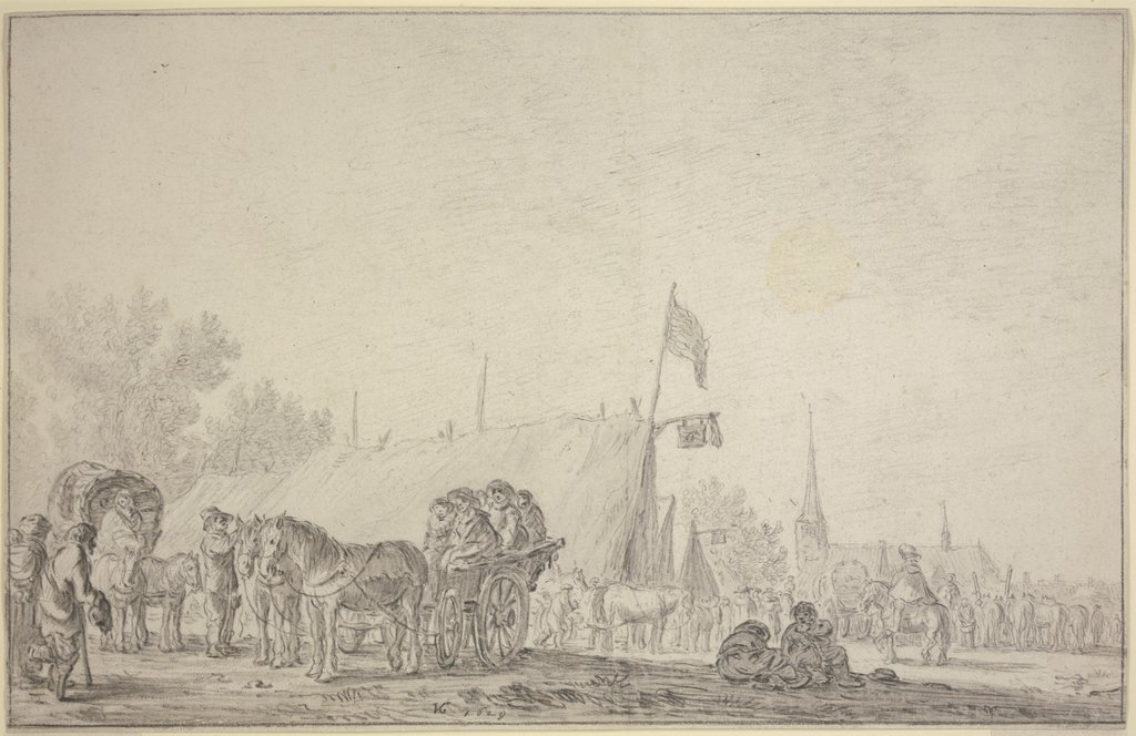 Jahrmarkt im Dorf Valkenburg, Jan van Goyen