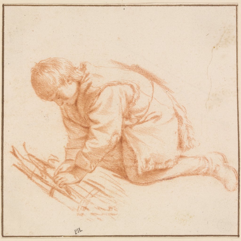 Kniender Knabe, Reisig zusammenbindend, Adriaen van de Velde