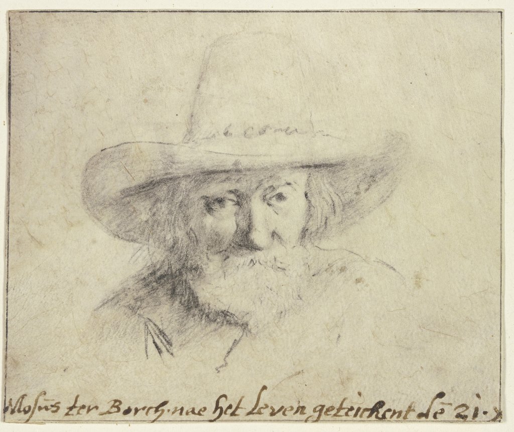 Bearded man's head with hat, Unknown artist