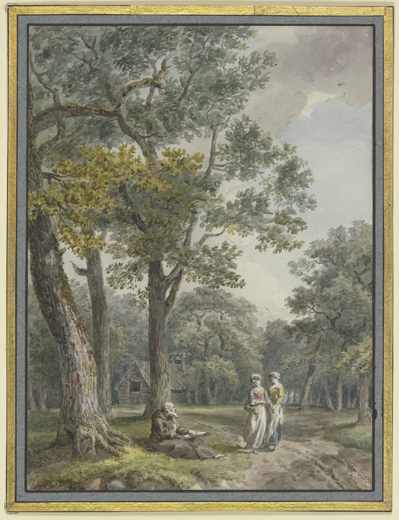 Frauen bei einem Eremiten im Bois de Boulogne bei Paris, French, 18th century