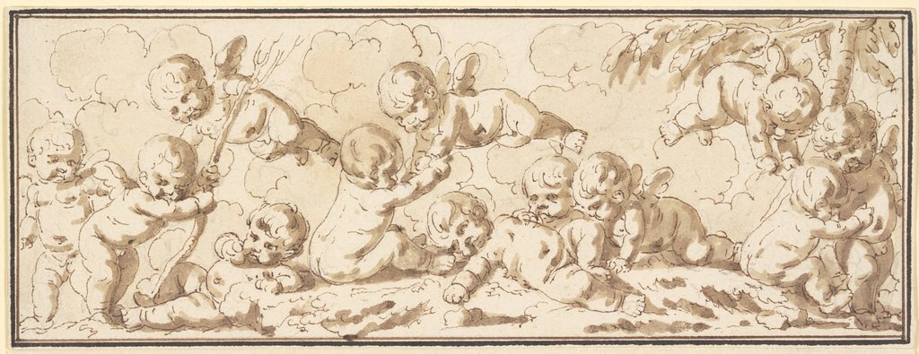 Twelve playing cupids, Louis Félix de La Rue