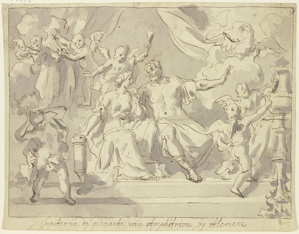 Jupiter in de gedaante van Amphitrion by Alcmene, Jan Luyken;   ?