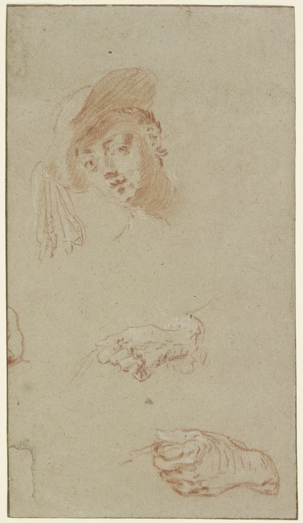 Head and two hands, Nicolas Lancret