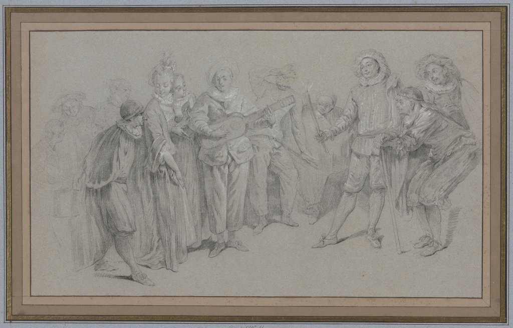 Commedia dell'arte, French, 18th century, after Jean-Antoine Watteau