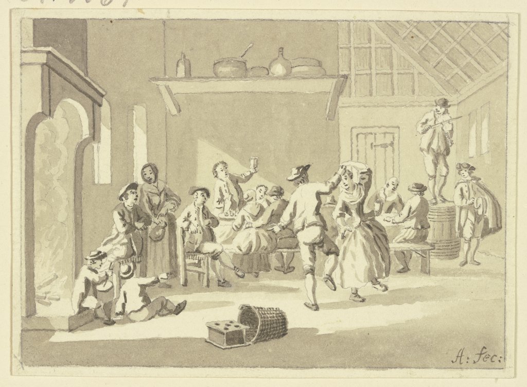 Dance in the tavern, Netherlandish, 18th century