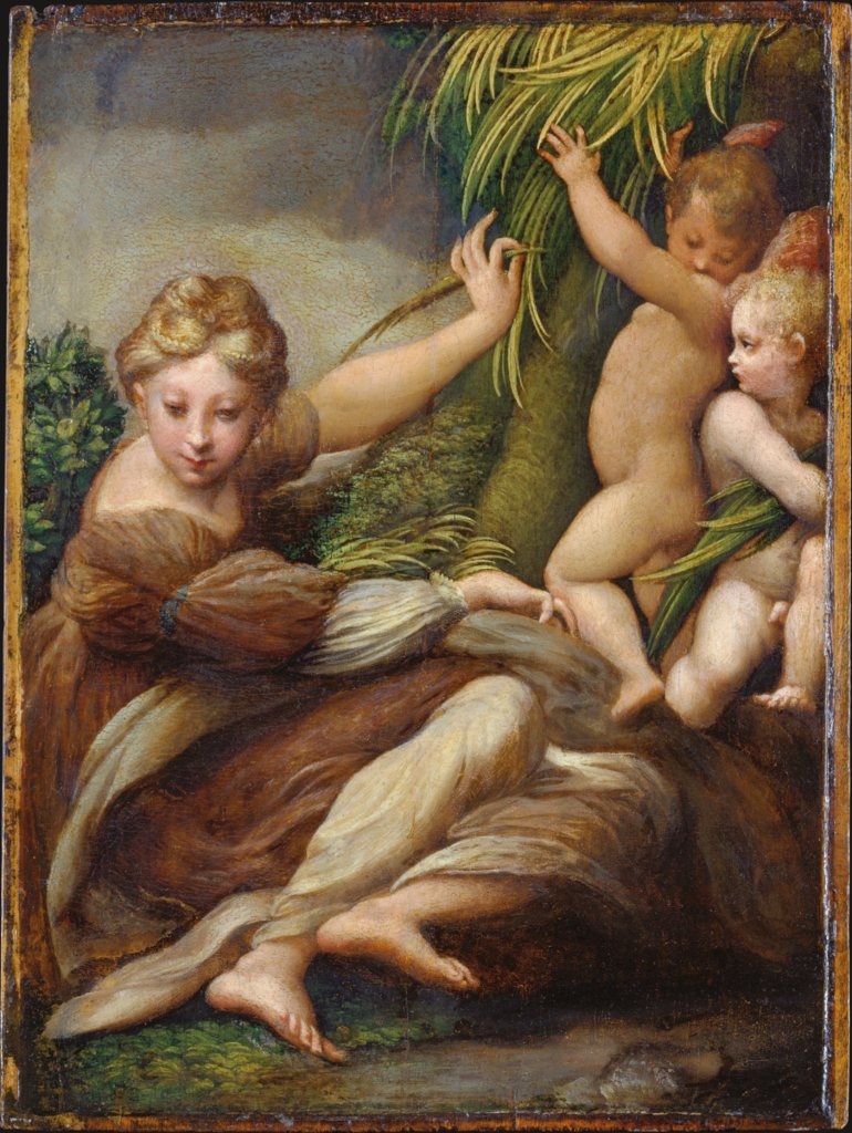 Female Martyr with Angels (Saint Catherine of Alexandria?), Parmigianino