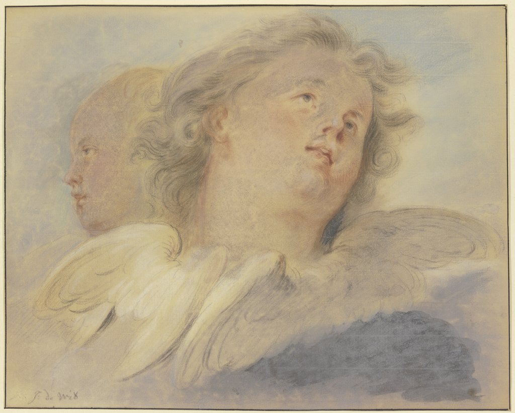 Two angel heads, Jacob de Wit