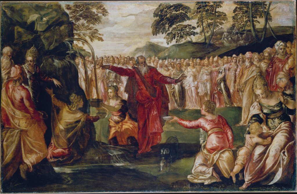 Moses Striking the Rock, Tintoretto;  and workshop