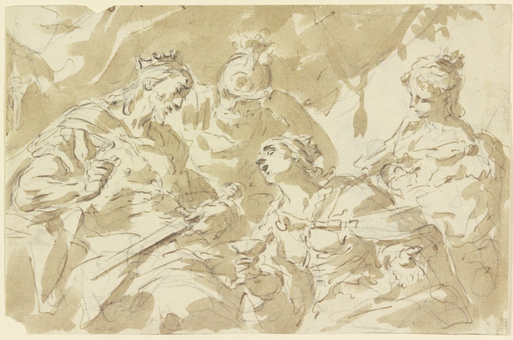 König, Krieger und zwei Frauen (Die Frauen des Darius vor Alexander?), Venetian, 18th century