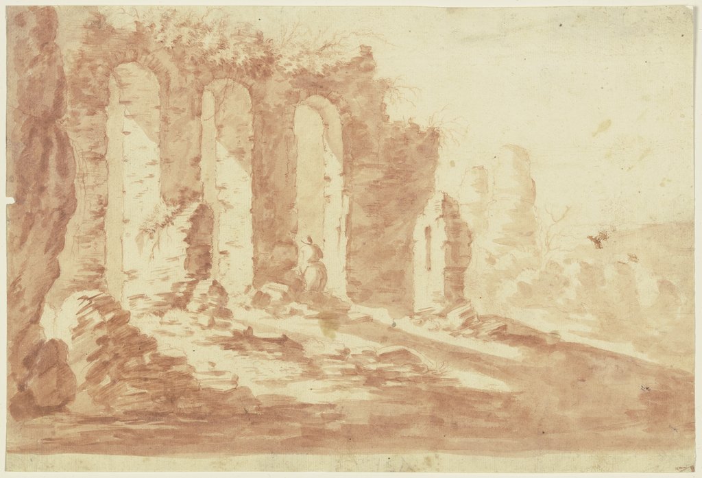 Landschaft mit Ruine eines Aquäduktes, Italian, 18th century