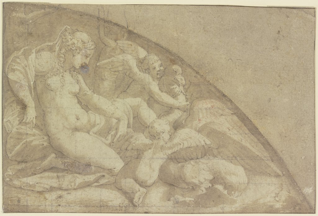 Leda, zwei Amoretten liebkosen den Schwan, Unknown artist