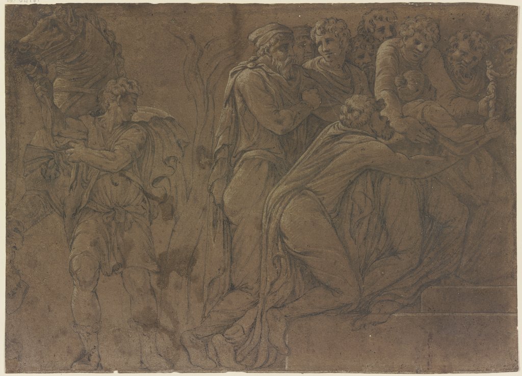 Der verlorene Niobidenfries an der Fassade des Palazzo Milesi in Rom, Art des Polidoro da Caravaggio, nach Polidoro da Caravaggio, nach Giovanni Battista Galestruzzi;   ?