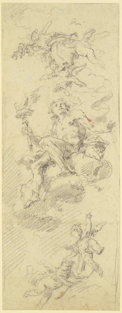 Hymen and putti in clouds, Gaspare Diziani;   ?