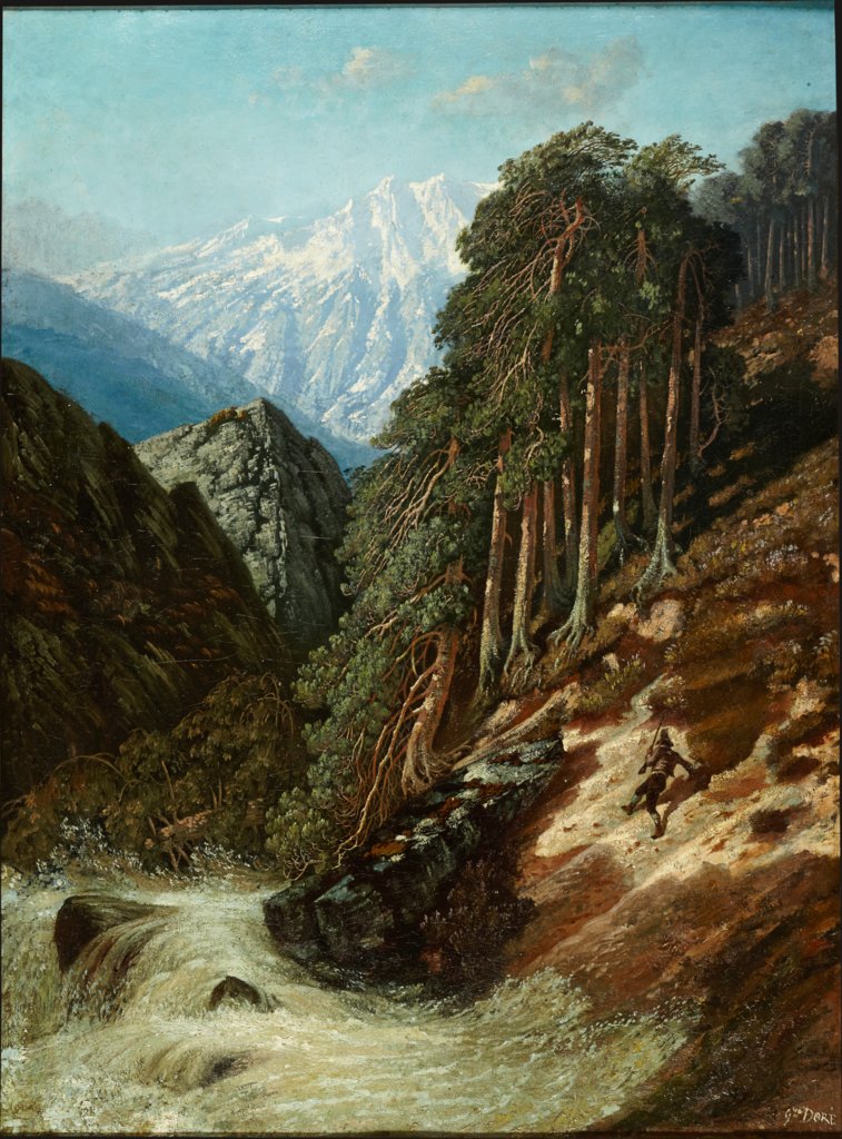 Alpine Landscape with Beck, Gustave Doré