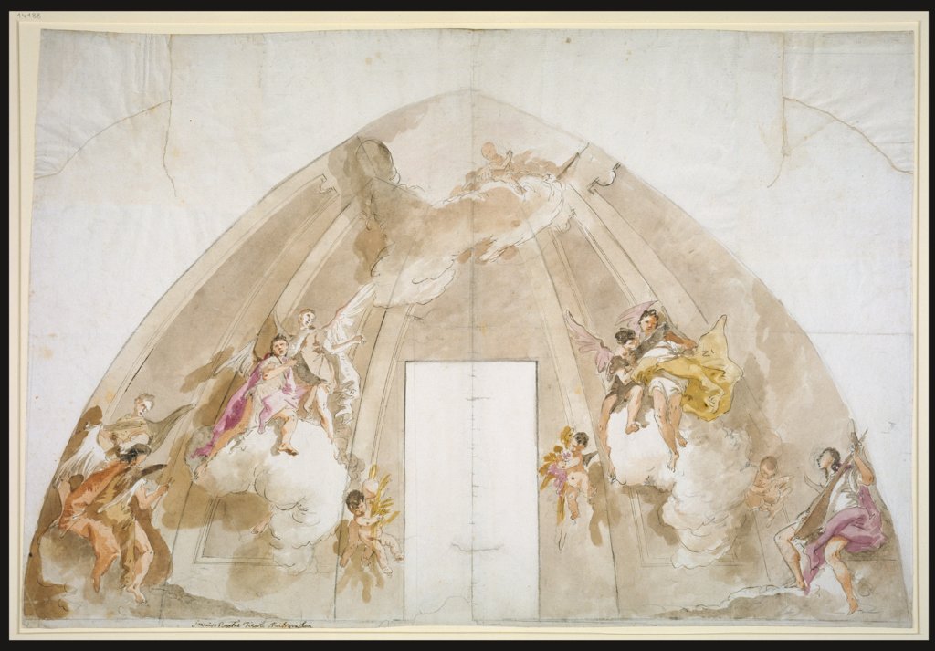 Singing and Music-Making Angels: Preparatory drawing for the ceiling of Udine Cathedral, Giovanni Battista Tiepolo