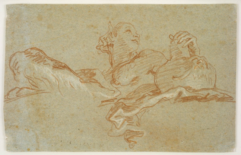 Female Faun with Amphora, seen from below, Giovanni Domenico Tiepolo, after Giovanni Battista Tiepolo