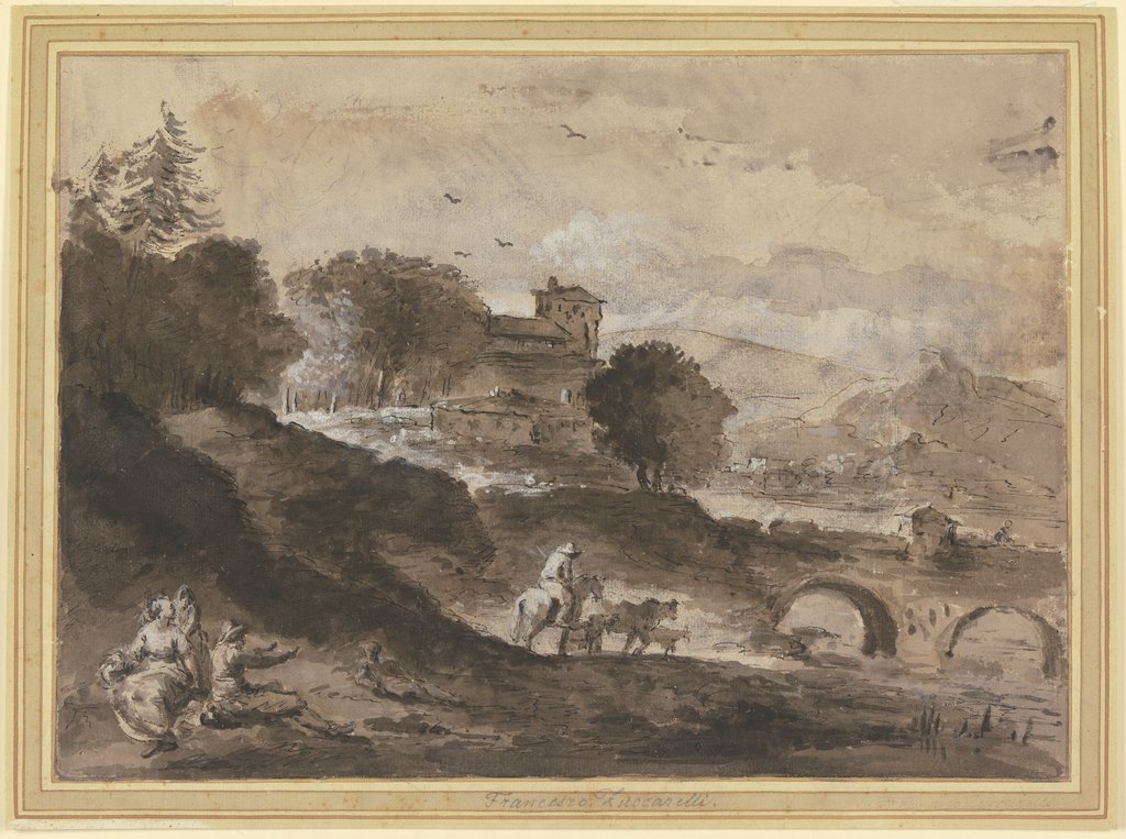 Landschaft mit einer Brücke, Francesco Zuccarelli