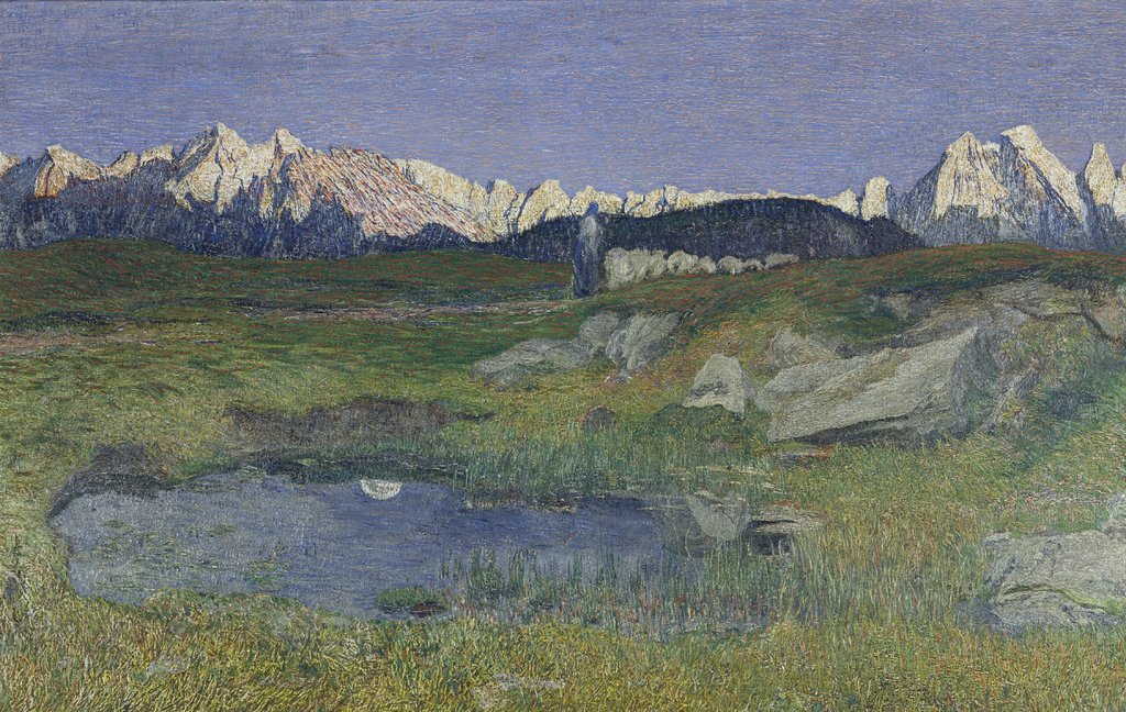 Alpenlandschaft bei Sonnenuntergang, Giovanni Segantini