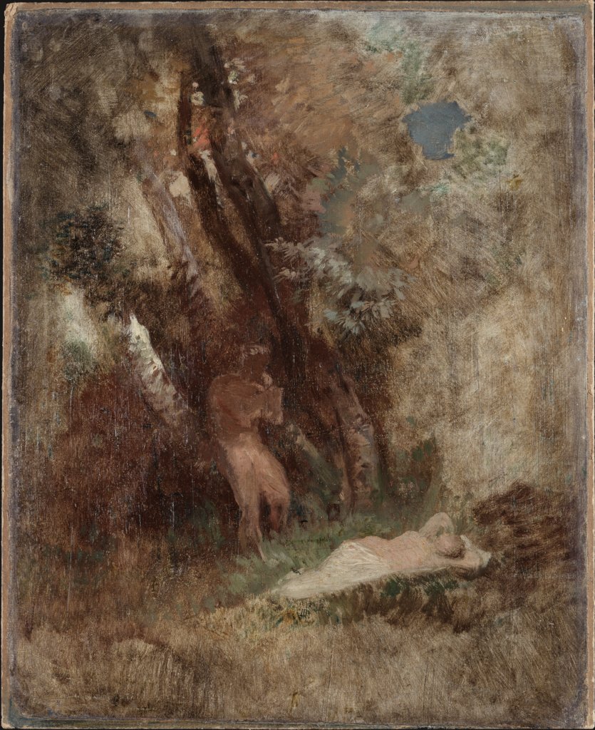 Waldlandschaft mit Faun und Nymphe, Arnold Böcklin