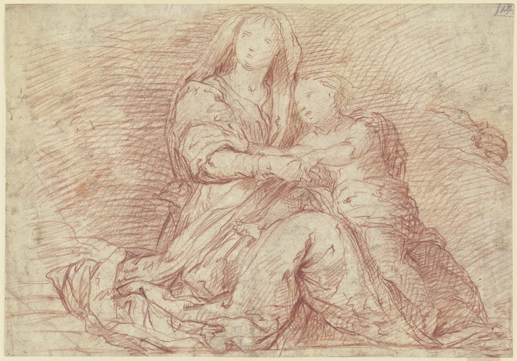 Die Madonna del Sacco aus dem Fresko im Chiostrino dei Morti, SS. Annunziata, Florenz, Andrea del Sarto;   ?