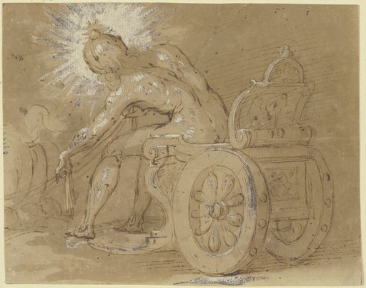 Apoll auf seinem Wagen, in der Rückansicht, Perino del Vaga