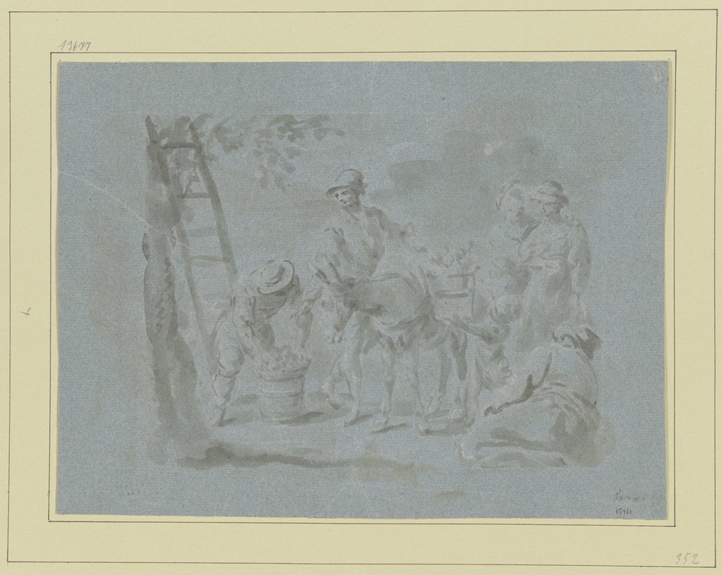 Farmers harvesting fruit, Carlo Maratti;   ?