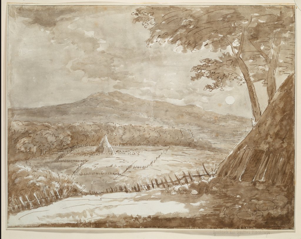 Gebirgslandschaft mit Heupyramiden im Mondschein, Johann Wolfgang von Goethe