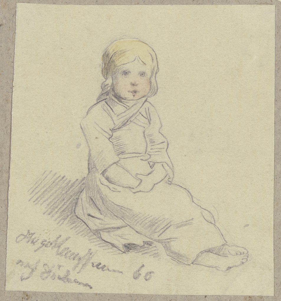 Kleines Mädchen auf der Erde sitzend, Hugo Kauffmann, after Jakob Fürchtegott Dielmann