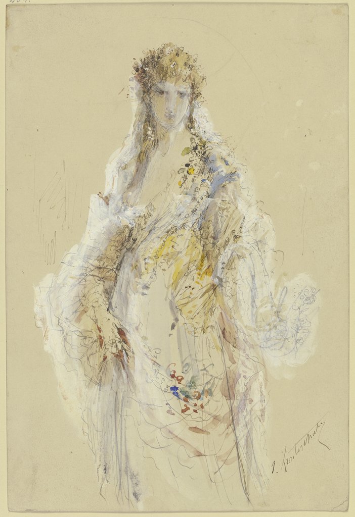 Dame in blumengarniertem Ballkleid, Jules Lunteschütz