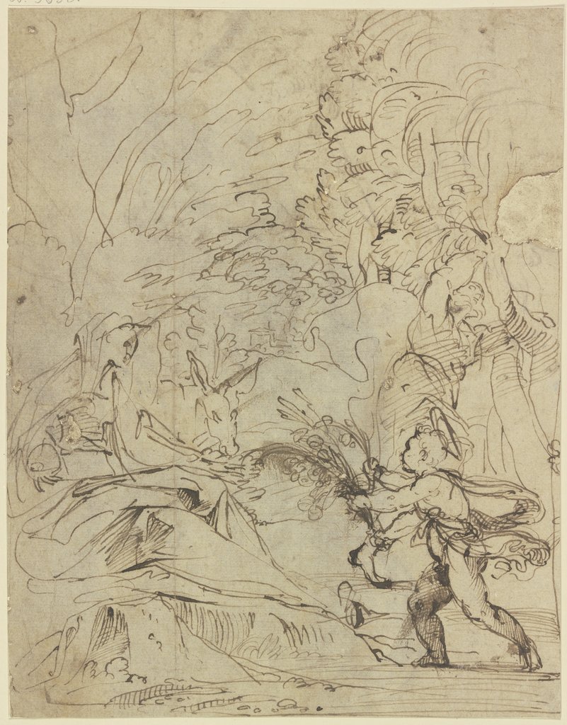 Rest on the Return from Egypt, Agostino Carracci;   attributed