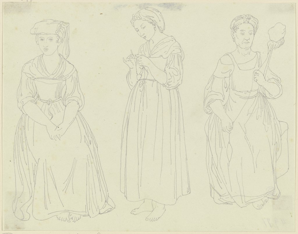 Figurenstudie von drei Frauen, Friedrich Maximilian Hessemer