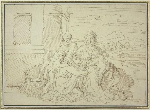 Die Heilige Familie mit der Heiligen Elisabeth und dem Johannesknaben in einer Landschaft, Nicolas Poussin;   ?