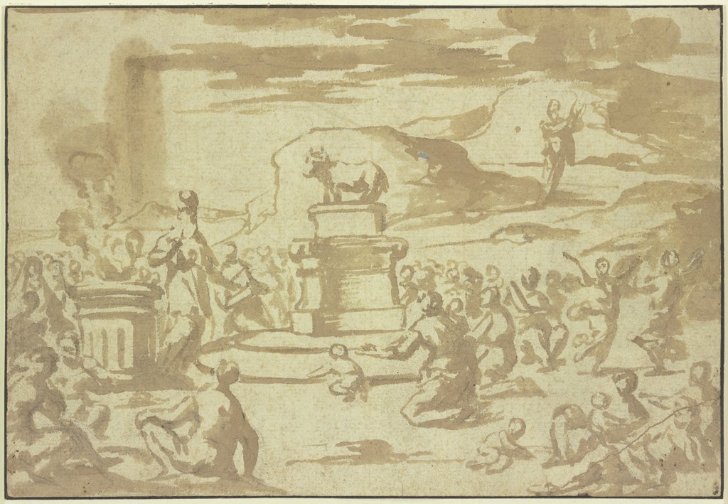 Anbetung des goldenen Kalbes, Nicolas Poussin;   ?