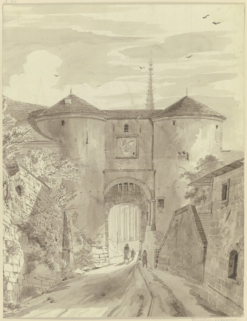 Altes Stadttor mit zwei Türmen, Domenico Quaglio d. J.