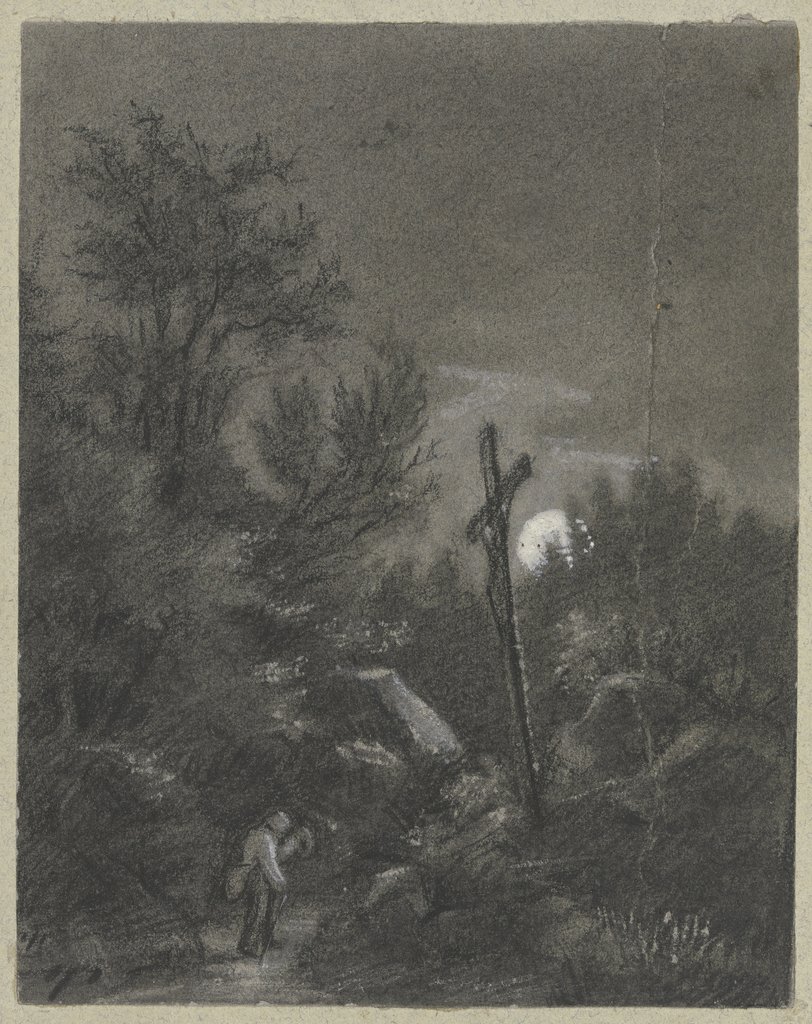 Cross in the moonlight, Hans Thoma