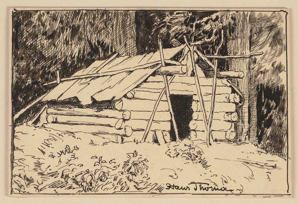 Zeichnung zur Fibel: Hütte, Hans Thoma