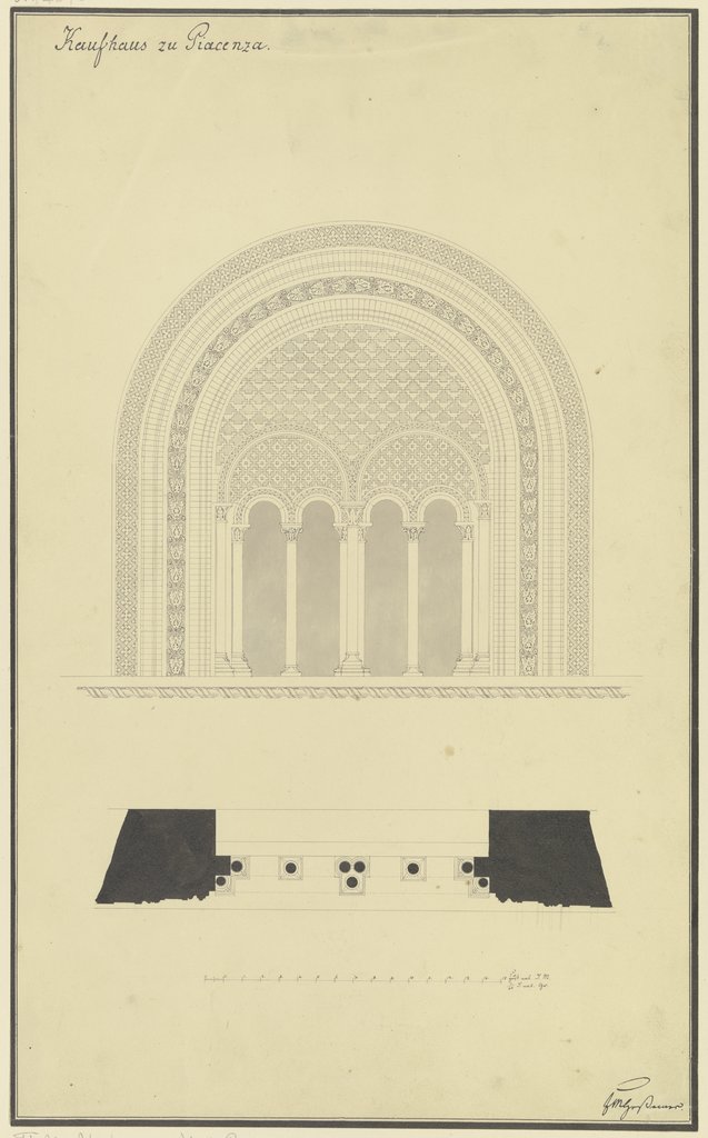 Das Kaufhaus in Piacenza, Ansicht eines Fensters, Friedrich Maximilian Hessemer