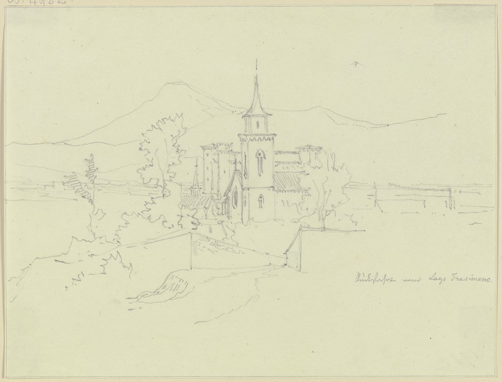 Kirchbau in der Nähe vom Lago Trasimeno, Friedrich Maximilian Hessemer