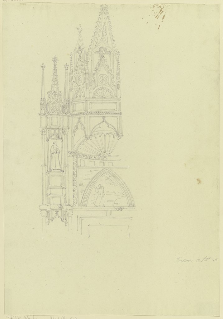 Portal in Ancona, mit einer Stigmatisierung des Heiligen Franziskus im Tympanon, Friedrich Maximilian Hessemer