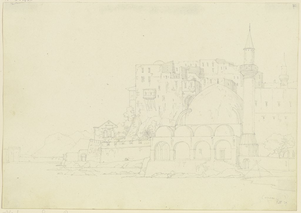 Ansicht von Chania auf Kreta, im Vordergrund die Hasan-Pascha-Moschee, Friedrich Maximilian Hessemer