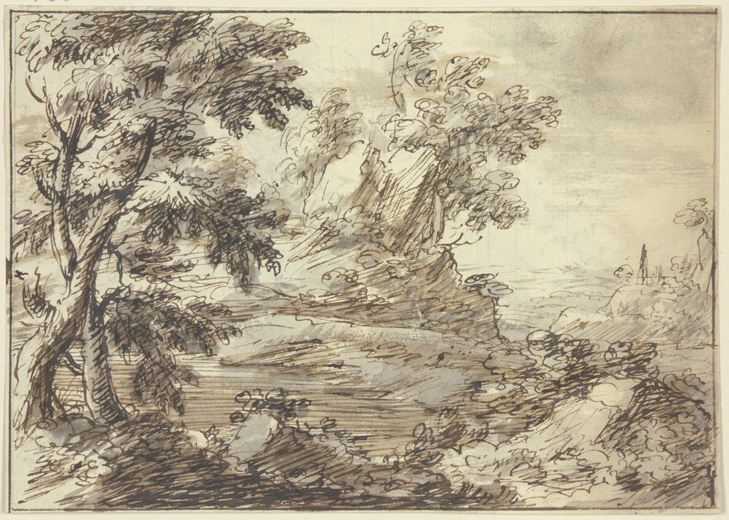 Baumbestandene Landschaft, Italienisch, 17. Jahrhundert;   ?