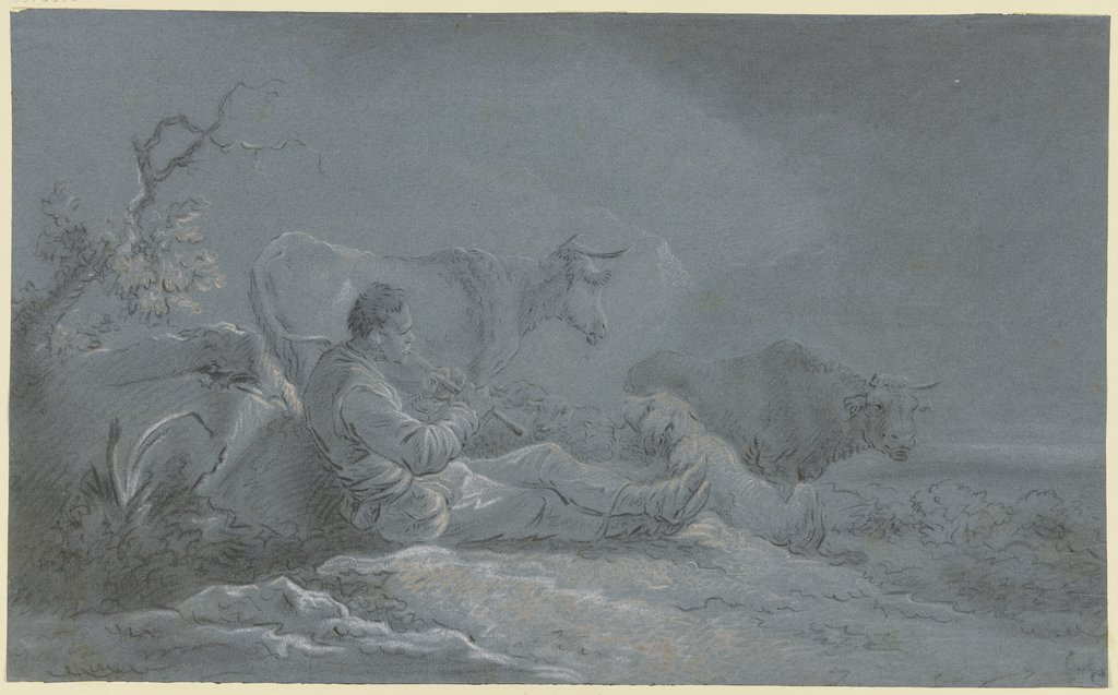 Shepherd with cows, Italian, 18th century