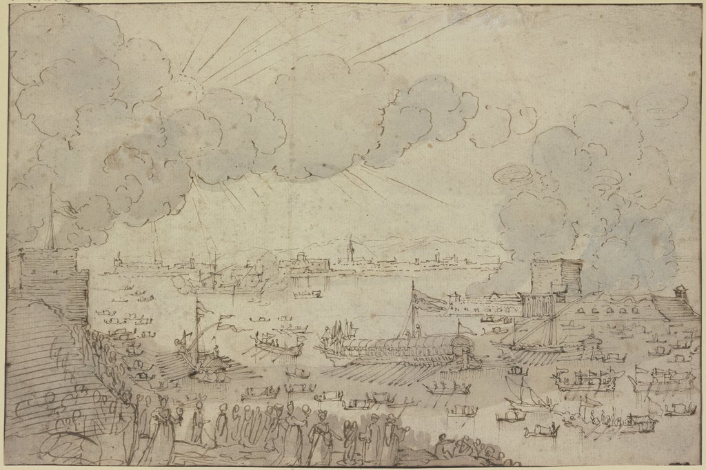 Bucintoro outside Venice, Agostino Tassi;   ?