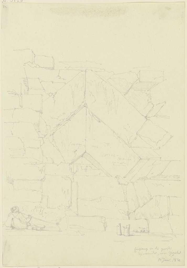 Eingang in die Cheops-Pyramide von Giseh, Friedrich Maximilian Hessemer