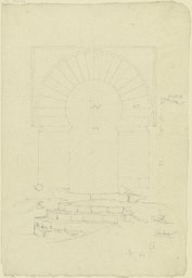 Aufsicht eines Portals mit dazu etwas verschwenktem Treppenaufgang, Friedrich Maximilian Hessemer