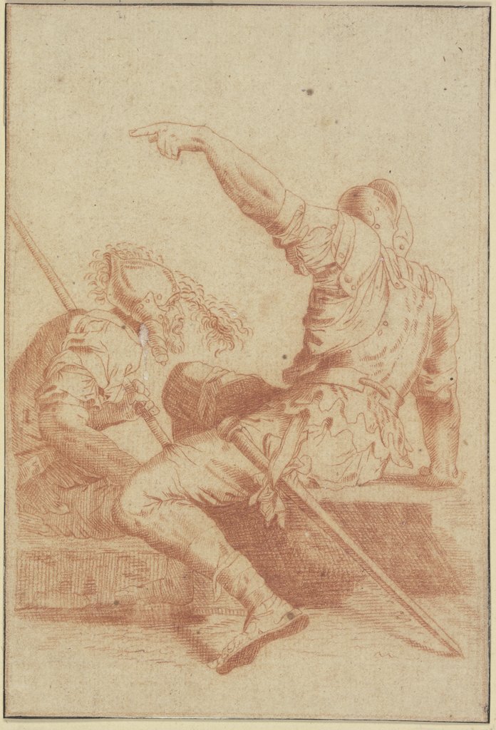 Zwei sitzende Soldaten, Salvator Rosa