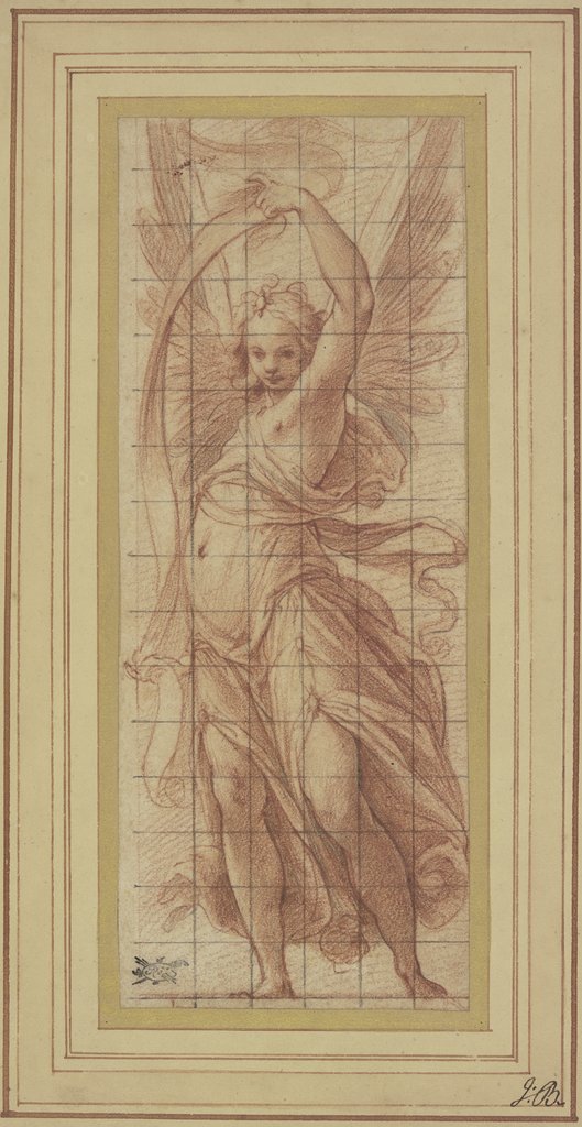 Angel holding up a banderole , Cristoforo Roncalli