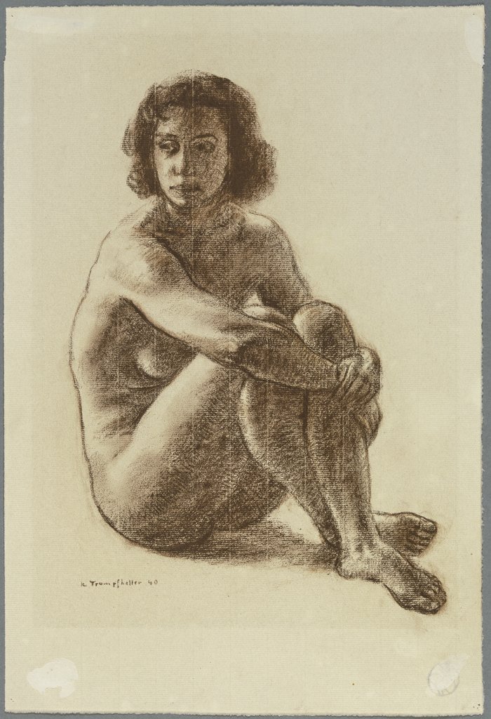 Sitting female nude, Karl Trumpfheller