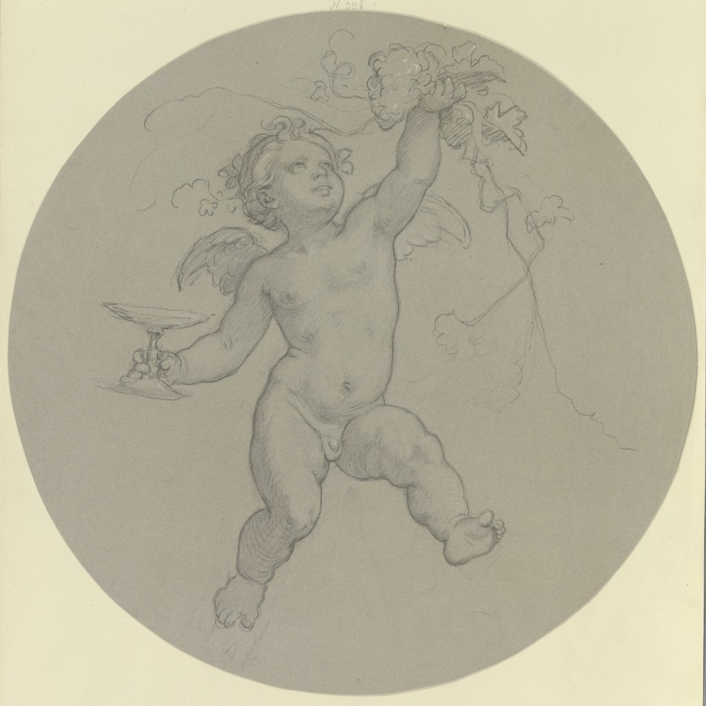 Schwebender Putto mit Traube und Trinkschale, Moritz von Schwind