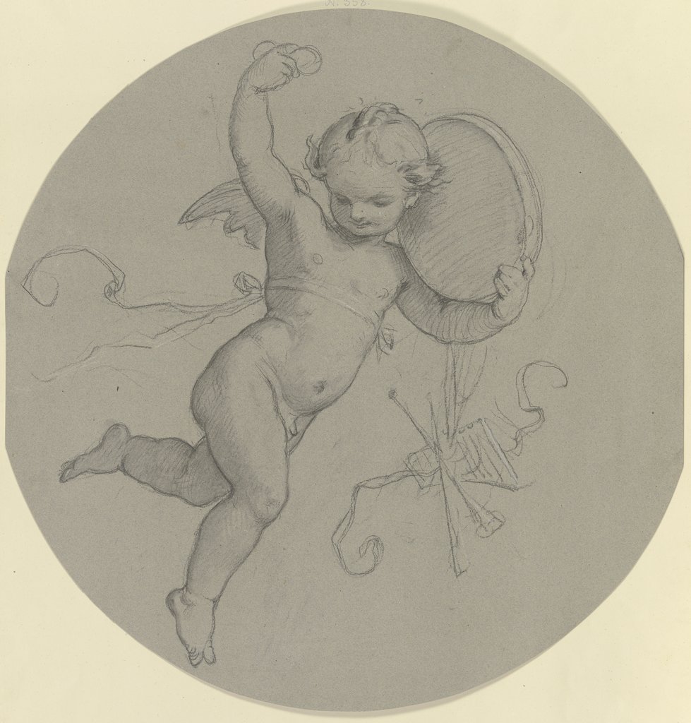 Schwebender Putto mit Tamburin, Moritz von Schwind